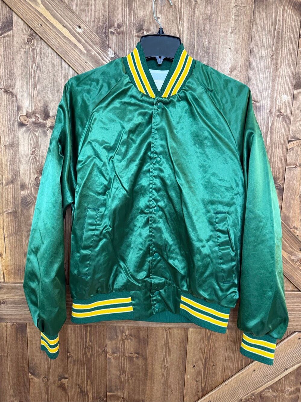 Vintage Men’s Chalk Line Inc Green Yellow Satin Varsity Bomber Jacket Size M (92
